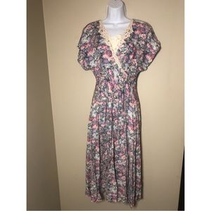 Vintage Fairy Cottagecore Floral Midi Dress
